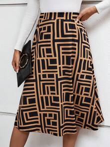 EMERY ROSE 滿版印花高腰半身裙 - 彩色 - 查看 3