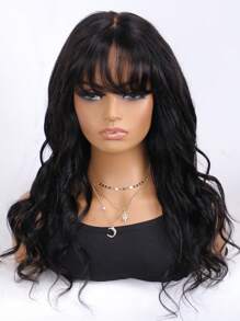 Wear Go Glueless Bouncy Loose Wave 4x4 Pre Cut Pre Plucked Glueless Lace Closure Human Hair Wig With Face Framing Soft Fringe Air Bangs 180% Density Non Slip Pure Stretch Breathable Cap - SNatural - View 3