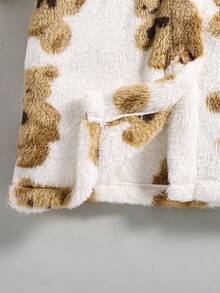 SHEIN 女大童小熊印花雙口袋3D耳朵設計連帽搖粒絨外套 - 彩色 - 查看 6