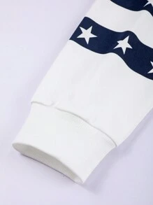 Manfinity Homme 男士旗幟印花連帽衫 - 藍白色 - 查看 4