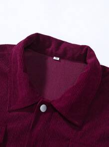 Manfinity Homme 男士翻蓋口袋灰絨外套 - 酒紅色 - 查看 5