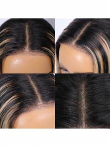 Wear&Go Glueless Piano Honey Blonde Highlight 1B/27# Balayage Silky Straight Remy Human Hair Pre Cut Glueless 4x4 Transparent Lace Closure Wig - SNATURAL/27 - View 5