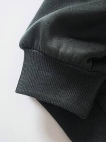 SHEIN EZwear Của phụ nữ Lá thư In Dây rút Hoodie Áo nỉ - Màu xám đen - Xem 5