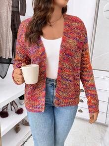 SHEIN LUNE 大码段染休闲设计开衫 - 彩色 - 查看 6