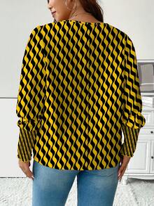 Celure Cộng với áo in họa tiết Chevron - Nhiều màu - Xem 2