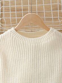 SHEIN Tween Girl Color Block Drop Shoulder Sweater - Apricot - View 5