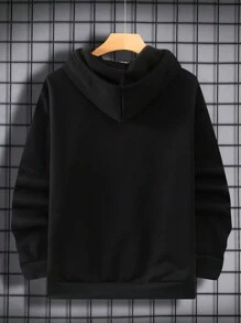 Men Letter Graphic Hoodie - Black - View 2