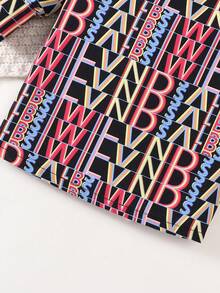 Baby Girl Allover Letter Graphic Keyhole Back Dress - Multicolor - View 5