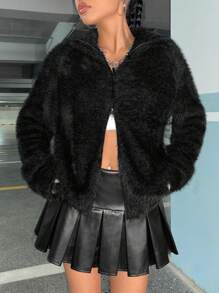 Muchica Women's Zip-front Cardigan - Black - View 4