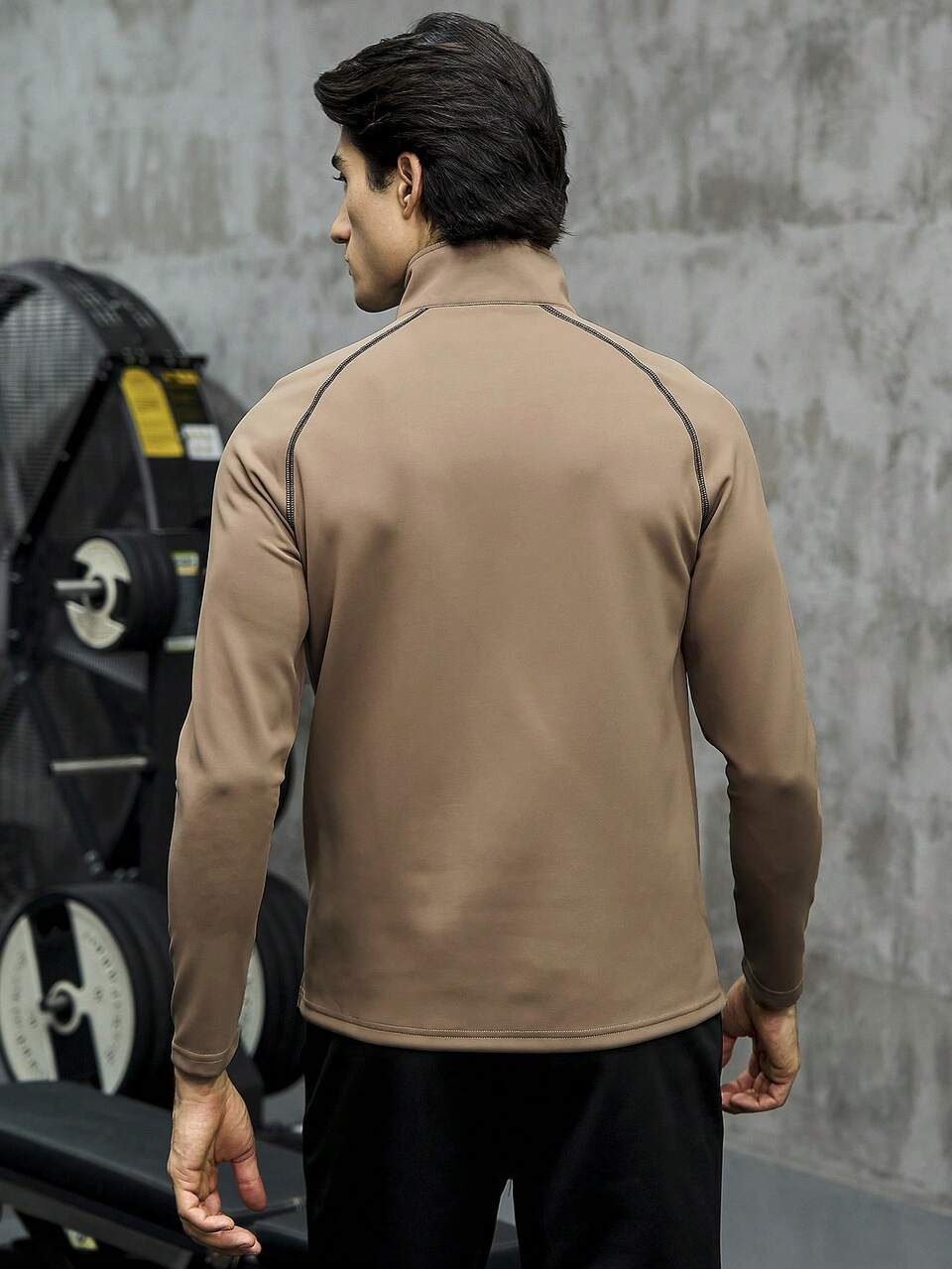 Boyfriend Style Men Letter Graphic Contrast Piping Raglan Sleeve Zip Up Sports Jacket Workout Tops Sports Jacket