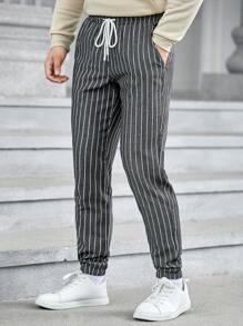 GENTILAND Men's Striped Pants - Grey - View 4