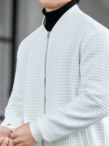 GENTILAND 男士休闲纯色拉链飞行员夹克 - 白色 - 查看 4