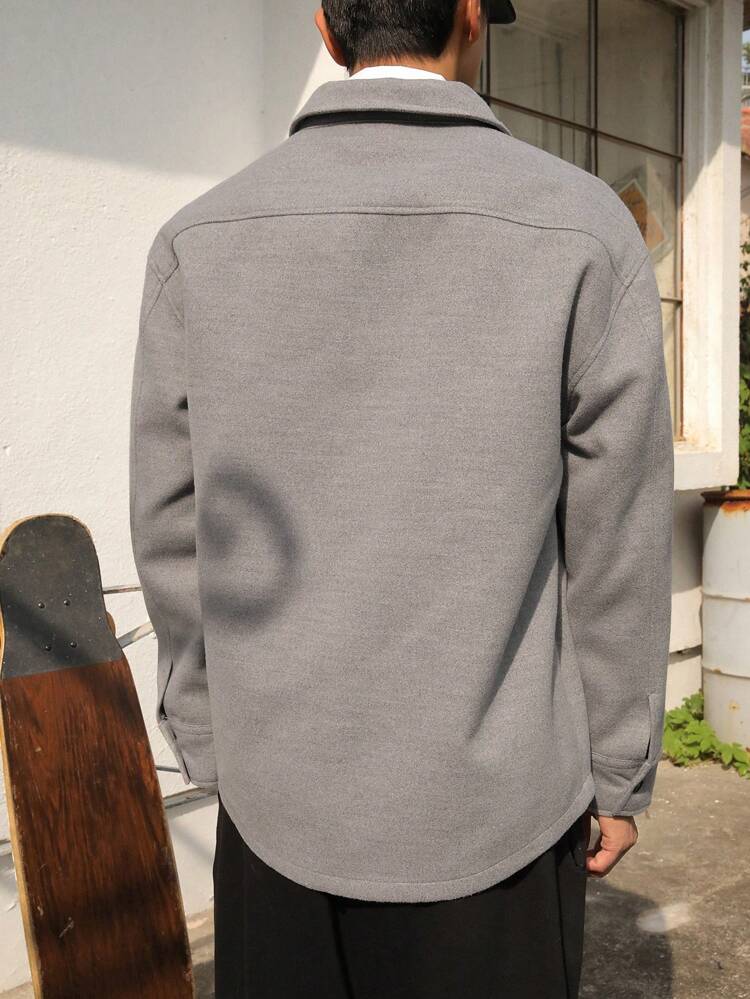 Men Flap Pocket Drop Shoulder Jacket