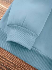 SHEIN EZwear Hơn Đồ họa ô tô và chữ cái Thả vai Áo nỉ - Màu xanh nhạt - Xem 5