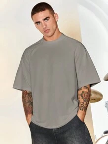 Chillumni Men's Round Neck Short Sleeve T-shirt - Grey - View 4