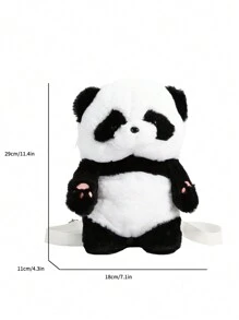 ROMWE Kawaii 女性長毛絨熊貓設計時尚後背包