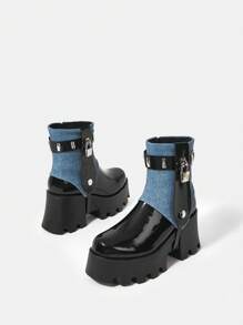 SheIn ICON 1 Pair Fashionable Boots - Blue - View 8