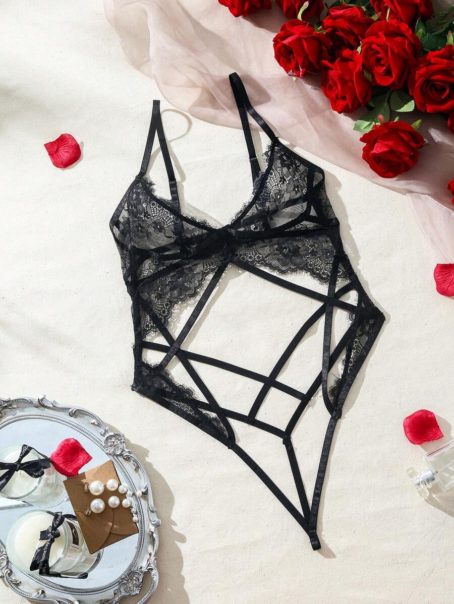 Spicy Aura Women Sexy Lingerie Backless Memotong Plain - Hitam - View 1