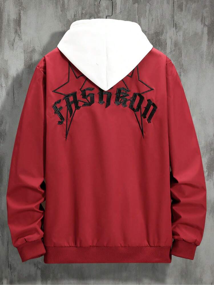 Men Star & Letter Graphic Drop Shoulder Jacket