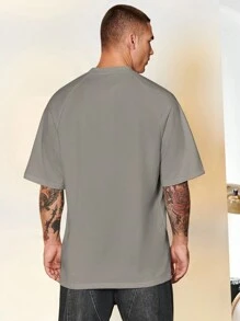 Chillumni Men's Round Neck Short Sleeve T-shirt - Grey - View 2