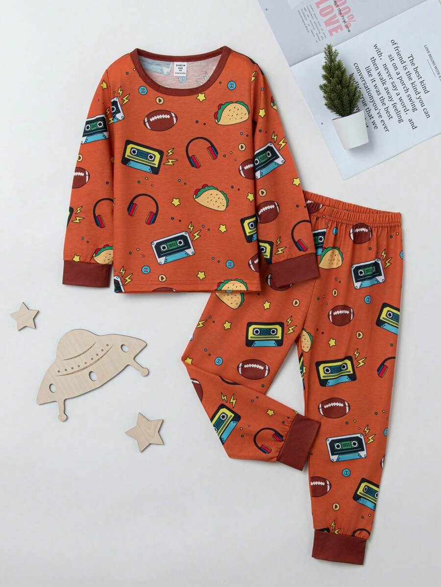 2pcs/set Toddler Boys' Printed Homewear Set - Multicolor - View 1