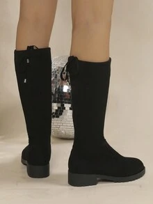 修身小腿中部靴子 - 黑色 - 查看 4