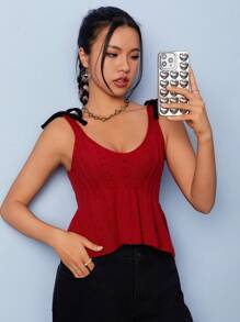 SHEIN MOD 甜美女士針織上衣 - 紅色 - 查看 4