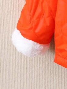 SHEIN Cô Gái Trẻ 1 Miếng Dây kéo Lót nhiệt áo có mũ Áo khoác - trái cam - Xem 3