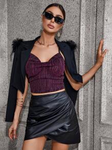 SHEIN Privé 雞心領口露背交叉吊帶上衣 - 紫色 - 查看 4