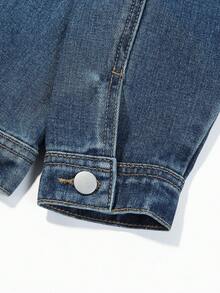 Tween Boy Ripped Flap Pocket Denim Jacket - Dark Wash - View 3