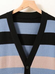 Teen Boy Color Block Drop Shoulder Cardigan