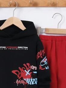 SHEIN Bộ 2 quần dài dệt kim dày họa tiết hoạt hình dễ thương cho bé trai, có lót nhiệt - Xám - Xem 3