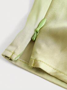 SHEIN MOD Solid Twist Front Satin Shirt - Green - View 4