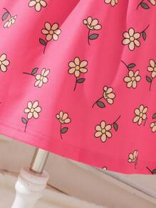 SHEIN Young Girl Allover Floral Print Ruffle Trim Dress - Hot Pink - View 7