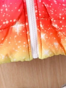 Baby Girl Fashionable Ombre Print Hooded Jacket, Winter