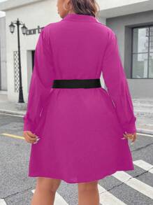 Celure Plus Drop Shoulder Shirt Dress Without Belt - Red Violet - View 2
