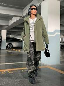 SHEIN EZwear Women'S Padded Parka Coat With Collar