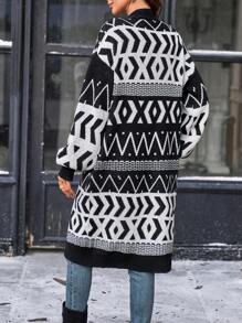 SHEIN LUNE Áo Cardigan hở vai họa tiết hình học - Nhiều màu - Xem 2