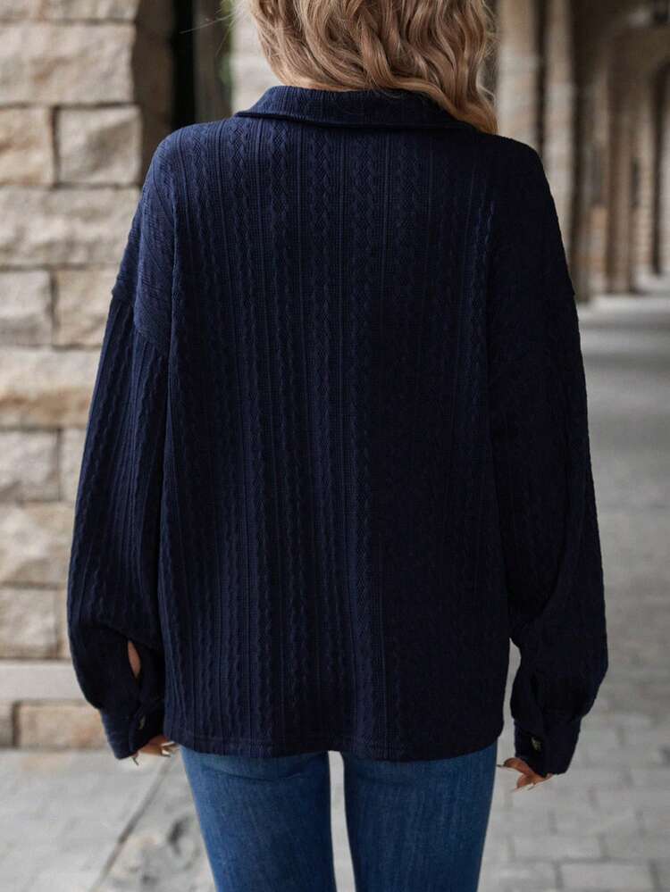 Flap Pocket Drop Shoulder Button Front Shirt