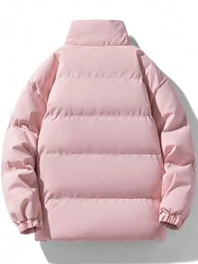 Manfinity Homme 超大号男式拉链夹棉大衣 - 粉色 - 查看 2