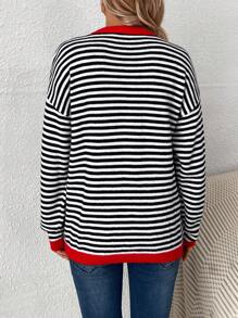 SHEIN Maternity Striped Drop Shoulder Contrast Sweater - Multicolor - View 4