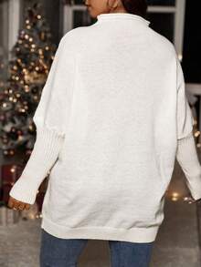 Calvaya Hơn Túi Kép tay cánh Áo len dài - Màu be - Xem 2