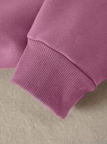INAWLY Áo nỉ giữ nhiệt có lớp lót, họa tiết hoa và chữ, kiểu dáng mùa thu. - Màu Lilac Tím - Xem 5
