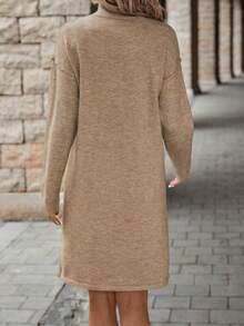 SHEIN LUNE 女士毛衣連身裙 - 卡其色 - 查看 2