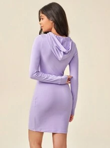 Daily&Casual 女款束口連帽透空運動裙 - 紫色 - 查看 4