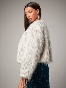 SHEIN BAE Của phụ nữ Xám & Trắng Họa tiết động vật Sang trọng áo Đối với Năm mới Đêm trước Buổi tiệc Trang phục - Màu be - Xem 3