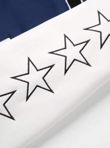 Aesthetic Post Nam Thêu chữ vá Chi tiết Hai âm Áo khoác Đại học Không có áo Hoodie - Màu xanh lam - Xem 3