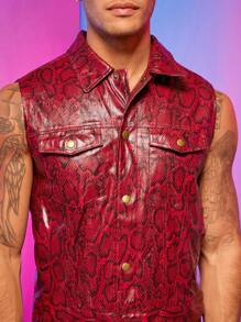 FeverCity Nam Da rắn Túi có nắp Áo khoác vest & Quần - Đỏ - Xem 4