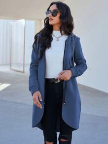 Mulvari 拉鏈開襟抽繩連帽衛衣 - 藍色 - 查看 4