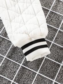 Boys' Casual Striped Diamond Patterned Jacket For Autumn And Winter - White - View 5